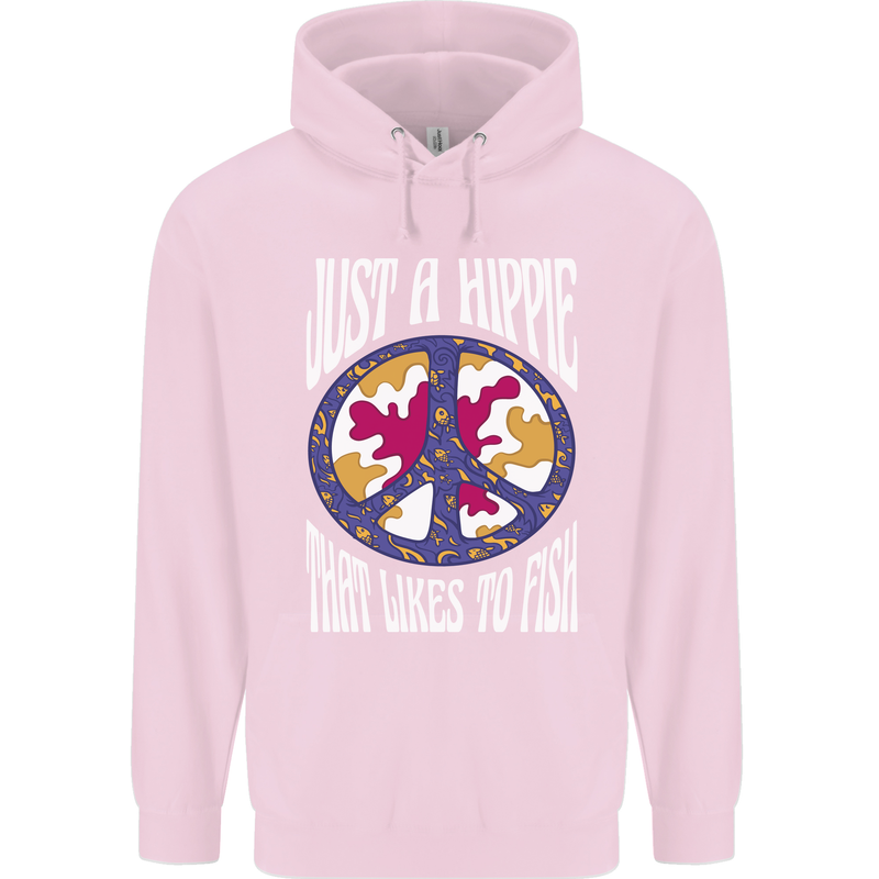 Just a Hippy That Likes to Fish Fishing Fisherman Mens 80% Cotton Hoodie Light Pink