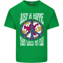 Just a Hippy That Likes to Fish Fishing Fisherman Mens Cotton T-Shirt Tee Top Irish Green