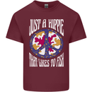 Just a Hippy That Likes to Fish Fishing Fisherman Mens Cotton T-Shirt Tee Top Maroon