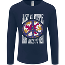 Just a Hippy That Likes to Fish Fishing Fisherman Mens Long Sleeve T-Shirt Navy Blue
