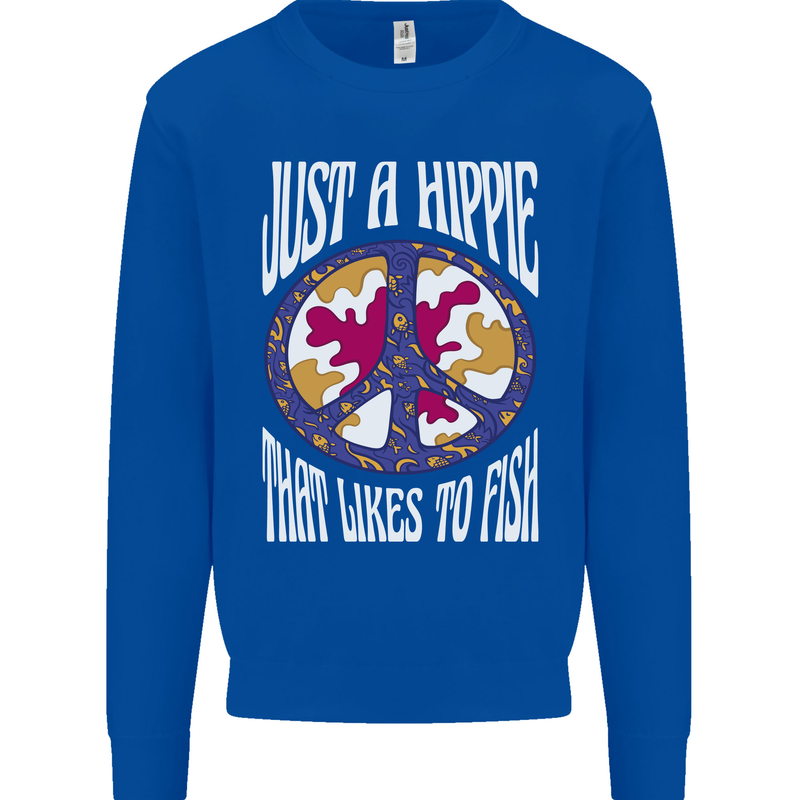 Just a Hippy That Likes to Fish Fishing Fisherman Mens Sweatshirt Jumper Royal Blue
