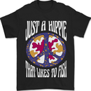 a black t - shirt with the words just a hippie that likes to fish