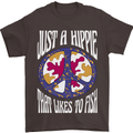 Just a Hippy That Likes to Fish Fishing Fisherman Mens T-Shirt 100% Cotton Dark Chocolate