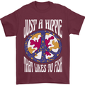 Just a Hippy That Likes to Fish Fishing Fisherman Mens T-Shirt 100% Cotton Maroon