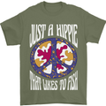 Just a Hippy That Likes to Fish Fishing Fisherman Mens T-Shirt 100% Cotton Military Green