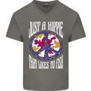 Just a Hippy That Likes to Fish Fishing Fisherman Mens V-Neck Cotton T-Shirt Charcoal