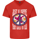 Just a Hippy That Likes to Fish Fishing Fisherman Mens V-Neck Cotton T-Shirt Red
