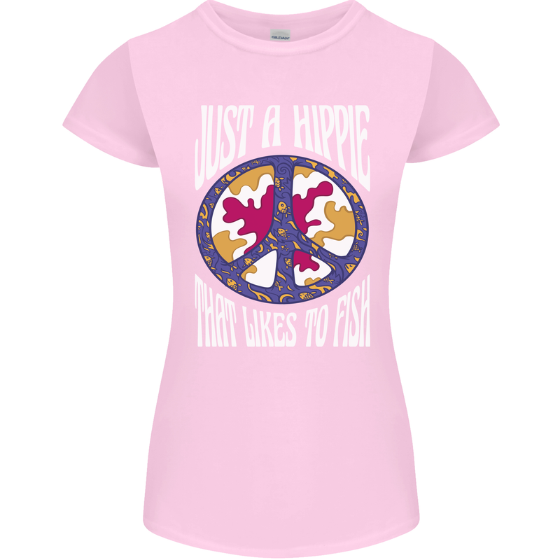 Just a Hippy That Likes to Fish Fishing Fisherman Womens Petite Cut T-Shirt Light Pink
