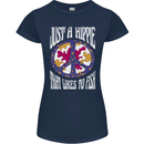 Just a Hippy That Likes to Fish Fishing Fisherman Womens Petite Cut T-Shirt Navy Blue