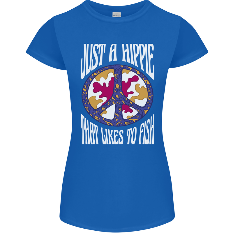 Just a Hippy That Likes to Fish Fishing Fisherman Womens Petite Cut T-Shirt Royal Blue