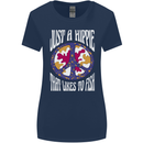 Just a Hippy That Likes to Fish Fishing Fisherman Womens Wider Cut T-Shirt Navy Blue