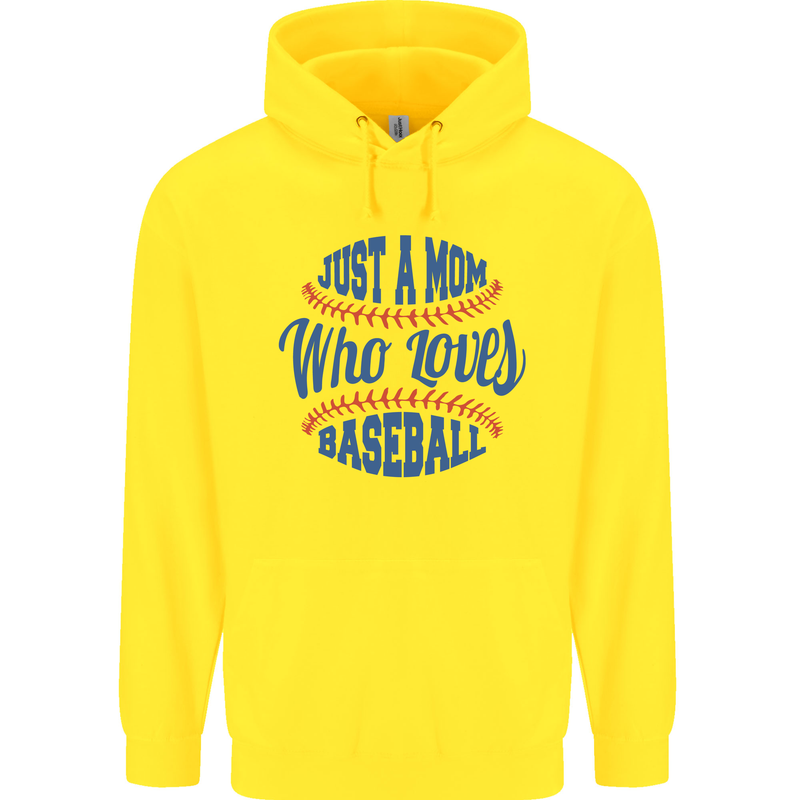 Just a Mom Who Loves Baseball Childrens Kids Hoodie Yellow