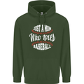 Just a Mom Who Loves Baseball Funny Childrens Kids Hoodie Forest Green