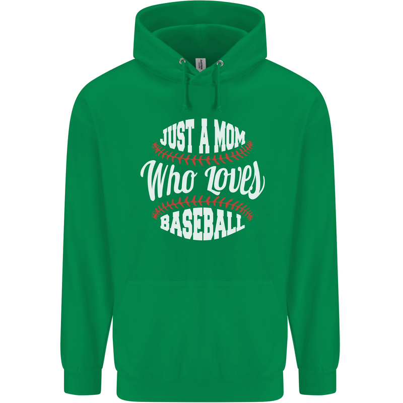 Just a Mom Who Loves Baseball Funny Childrens Kids Hoodie Irish Green