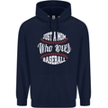 Just a Mom Who Loves Baseball Funny Childrens Kids Hoodie Navy Blue