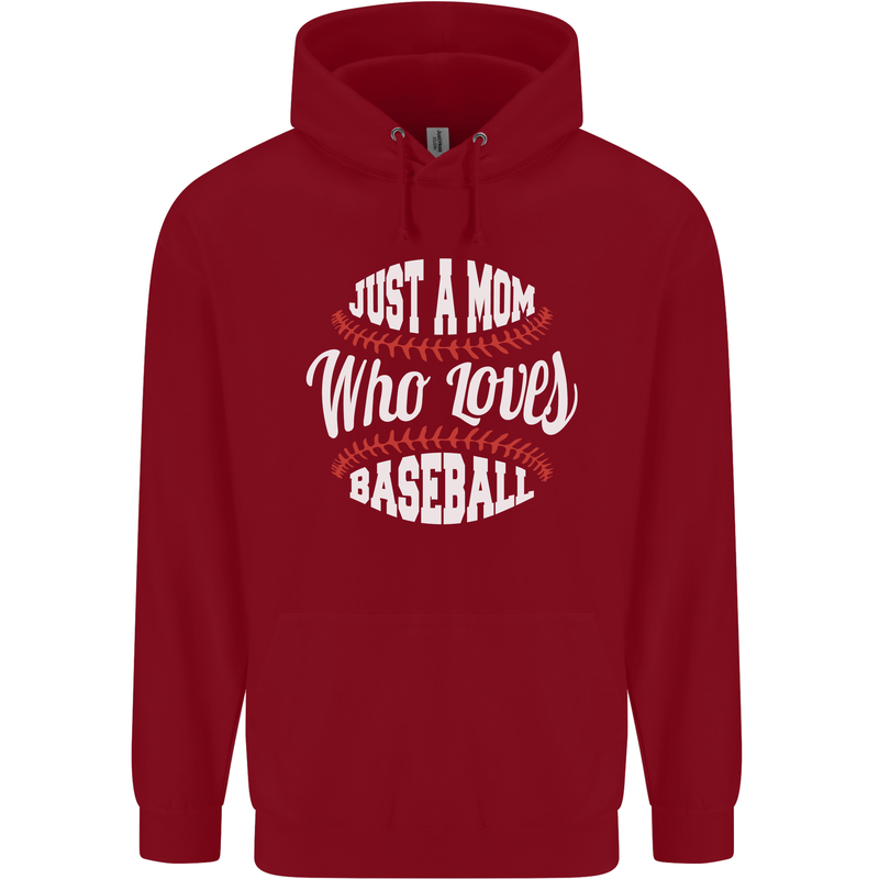 Just a Mom Who Loves Baseball Funny Childrens Kids Hoodie Red