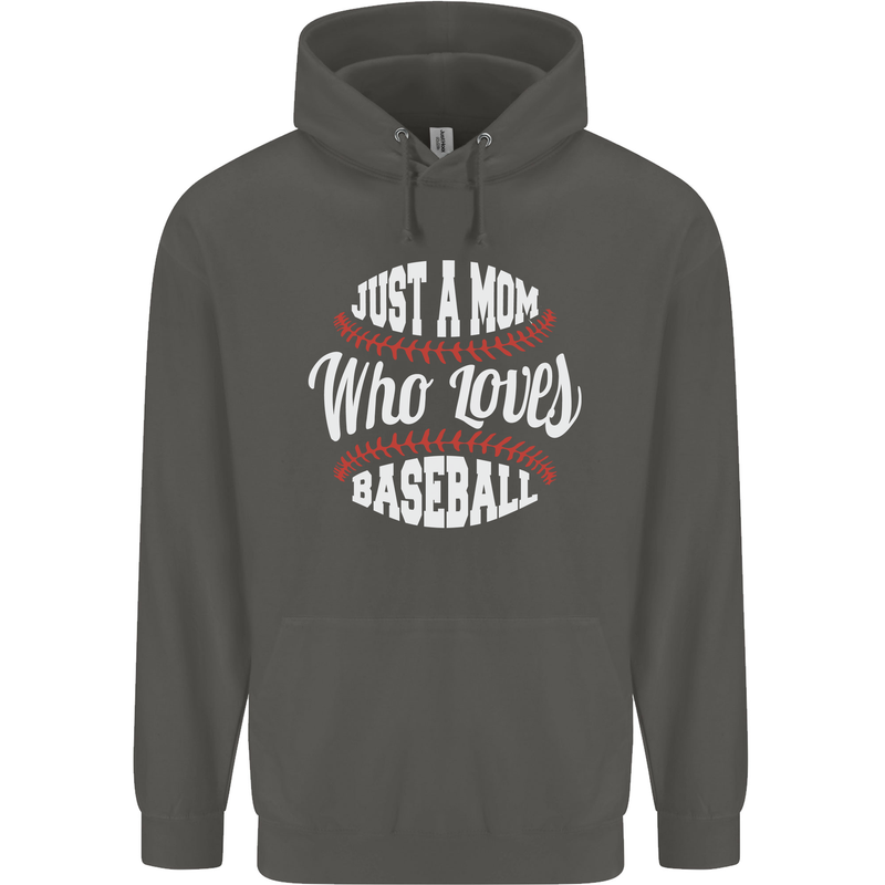 Just a Mom Who Loves Baseball Funny Childrens Kids Hoodie Storm Grey
