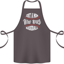 Just a Mom Who Loves Baseball Funny Cotton Apron 100% Organic Dark Grey