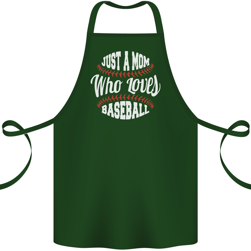 Just a Mom Who Loves Baseball Funny Cotton Apron 100% Organic Forest Green