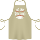 Just a Mom Who Loves Baseball Funny Cotton Apron 100% Organic Khaki