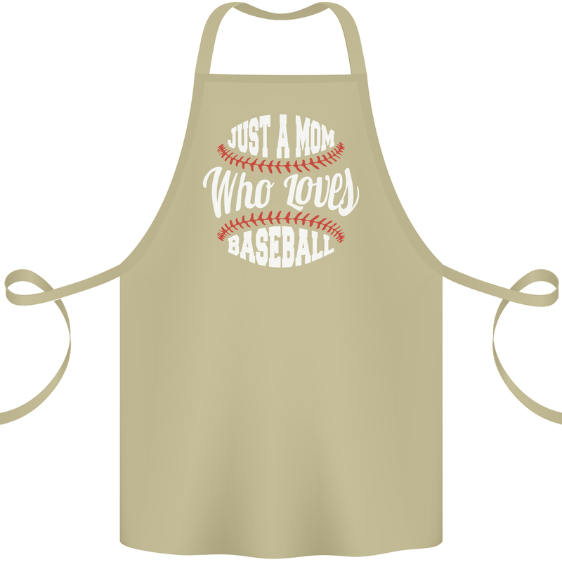 Just a Mom Who Loves Baseball Funny Cotton Apron 100% Organic Khaki