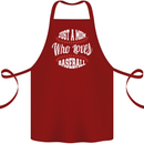 Just a Mom Who Loves Baseball Funny Cotton Apron 100% Organic Maroon