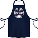 Just a Mom Who Loves Baseball Funny Cotton Apron 100% Organic Navy Blue