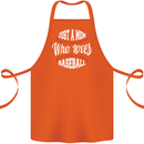 Just a Mom Who Loves Baseball Funny Cotton Apron 100% Organic Orange