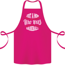 Just a Mom Who Loves Baseball Funny Cotton Apron 100% Organic Pink