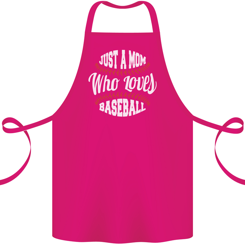Just a Mom Who Loves Baseball Funny Cotton Apron 100% Organic Pink