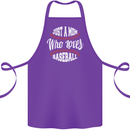 Just a Mom Who Loves Baseball Funny Cotton Apron 100% Organic Purple