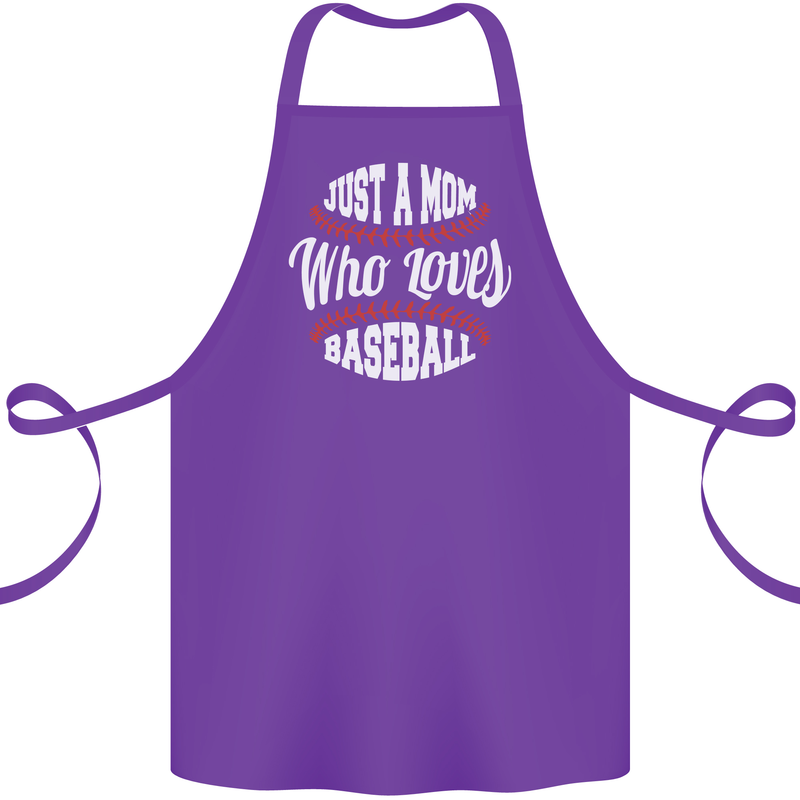 Just a Mom Who Loves Baseball Funny Cotton Apron 100% Organic Purple