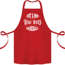 Just a Mom Who Loves Baseball Funny Cotton Apron 100% Organic Red