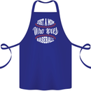 Just a Mom Who Loves Baseball Funny Cotton Apron 100% Organic Royal Blue