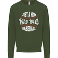 Just a Mom Who Loves Baseball Funny Kids Sweatshirt Jumper Forest Green