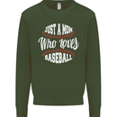 Just a Mom Who Loves Baseball Funny Kids Sweatshirt Jumper Forest Green