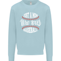 Just a Mom Who Loves Baseball Funny Kids Sweatshirt Jumper Light Blue