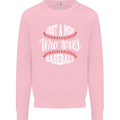 Just a Mom Who Loves Baseball Funny Kids Sweatshirt Jumper Light Pink
