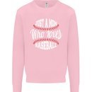 Just a Mom Who Loves Baseball Funny Kids Sweatshirt Jumper Light Pink