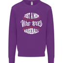 Just a Mom Who Loves Baseball Funny Kids Sweatshirt Jumper Purple