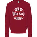 Just a Mom Who Loves Baseball Funny Kids Sweatshirt Jumper Red