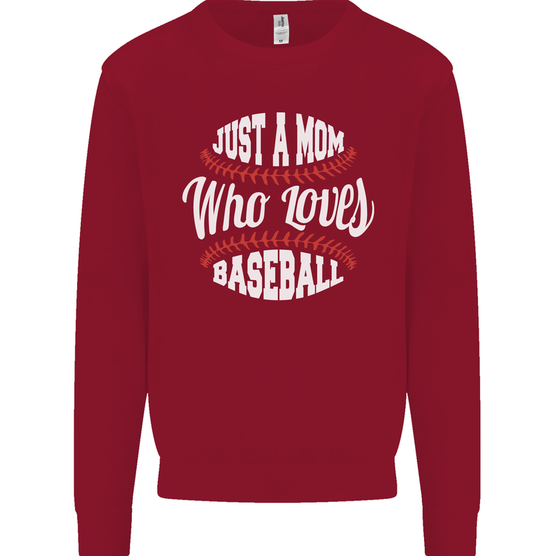 Just a Mom Who Loves Baseball Funny Kids Sweatshirt Jumper Red