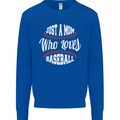 Just a Mom Who Loves Baseball Funny Kids Sweatshirt Jumper Royal Blue