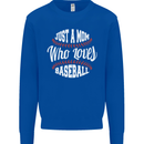 Just a Mom Who Loves Baseball Funny Kids Sweatshirt Jumper Royal Blue