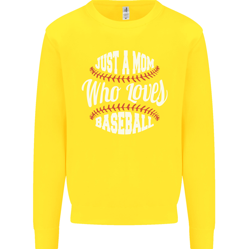 Just a Mom Who Loves Baseball Funny Kids Sweatshirt Jumper Yellow