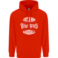 Just a Mom Who Loves Baseball Funny Mens 80% Cotton Hoodie Bright Red