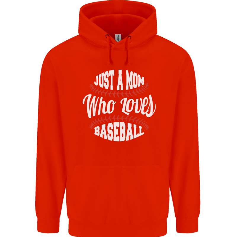 Just a Mom Who Loves Baseball Funny Mens 80% Cotton Hoodie Bright Red