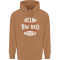 Just a Mom Who Loves Baseball Funny Mens 80% Cotton Hoodie Caramel Latte