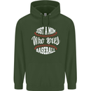 Just a Mom Who Loves Baseball Funny Mens 80% Cotton Hoodie Forest Green