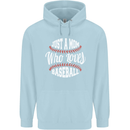 Just a Mom Who Loves Baseball Funny Mens 80% Cotton Hoodie Light Blue